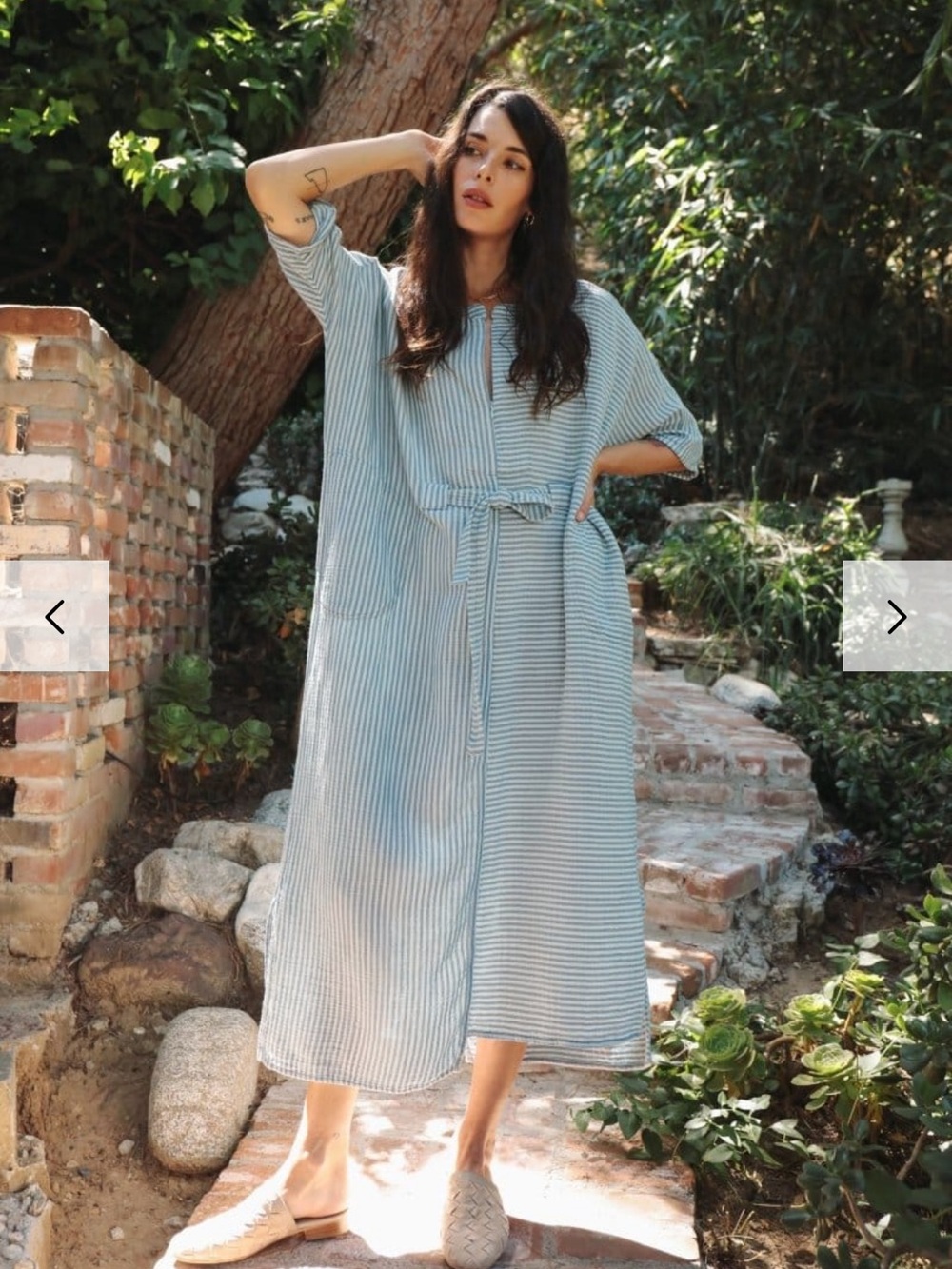 Oddbird Rüya Tunic - Ocean Blue size xl/1x striped cotton sustainably made dress